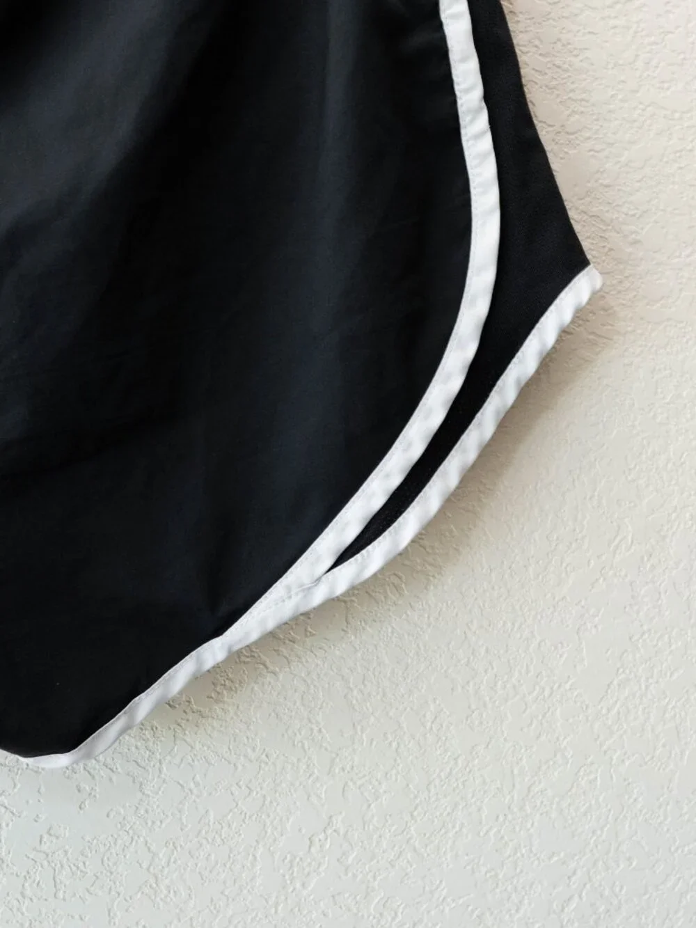 Nike Womens M Black Dri-FIT Athletic Running Shorts White Trim Swoosh Activewear